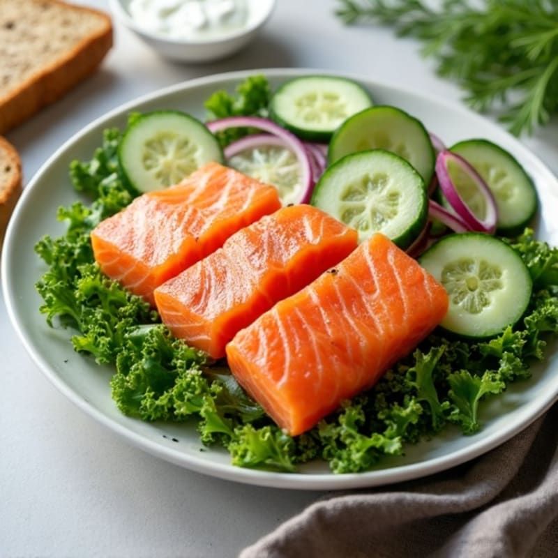 Fresh Smoked Salmon with Crispy Greens and Creamy Dill Dressing