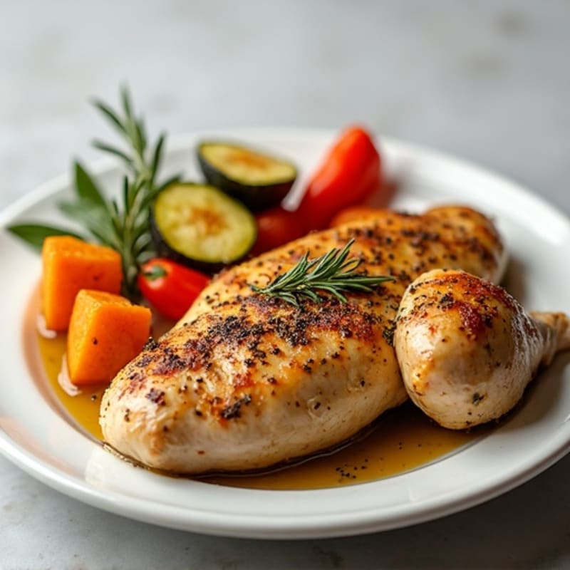 Herb-Roasted Chicken with Sweet Potatoes and Roasted Vegetables