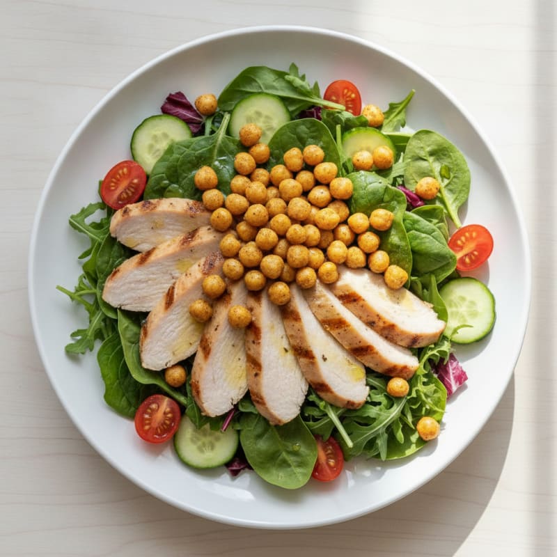 Grilled Turkey Breast Salad with Crunchy Chickpeas