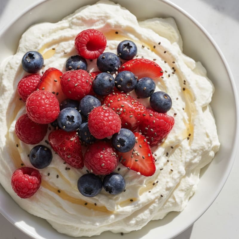 Greek Yogurt Protein Mousse with Mixed Berries