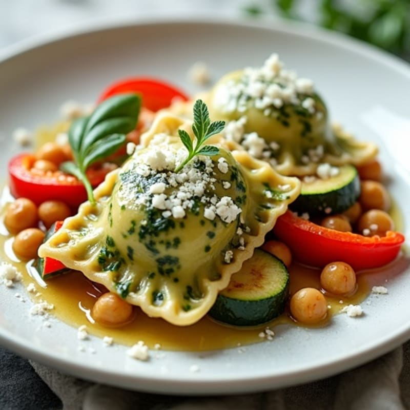 Hearty Spinach Ravioli with Roasted Vegetables