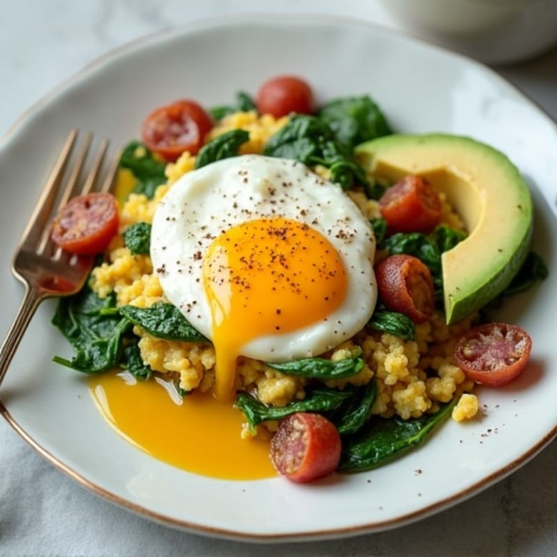 Egg White Scramble with Spinach and Turkey Bacon