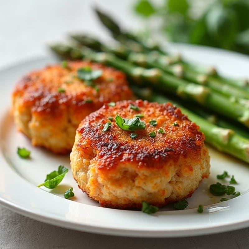 Crispy Canned Salmon Cakes with Roasted Asparagus