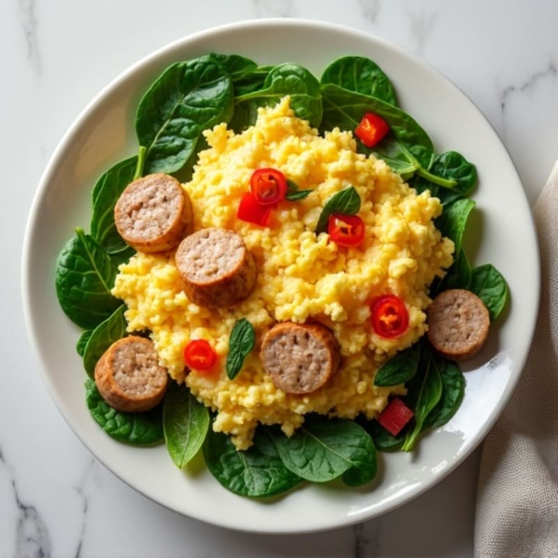 Egg White and Turkey Sausage Scramble with Spinach