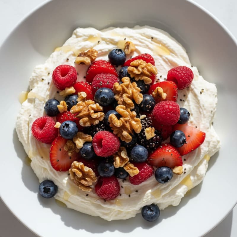 Silky Greek Yogurt Protein Mousse with Mixed Berries