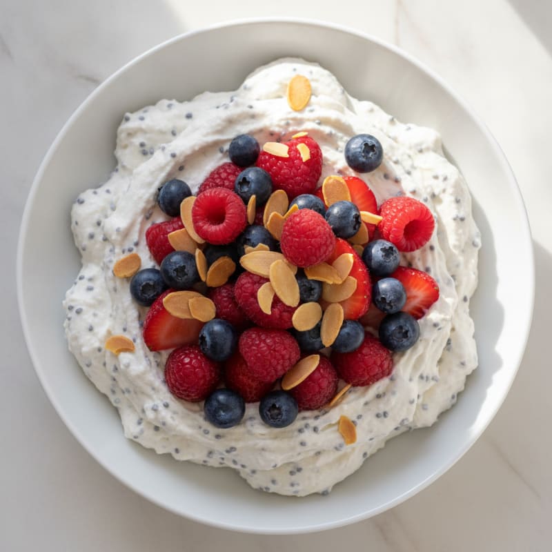 Greek Yogurt Protein Mousse with Mixed Berries
