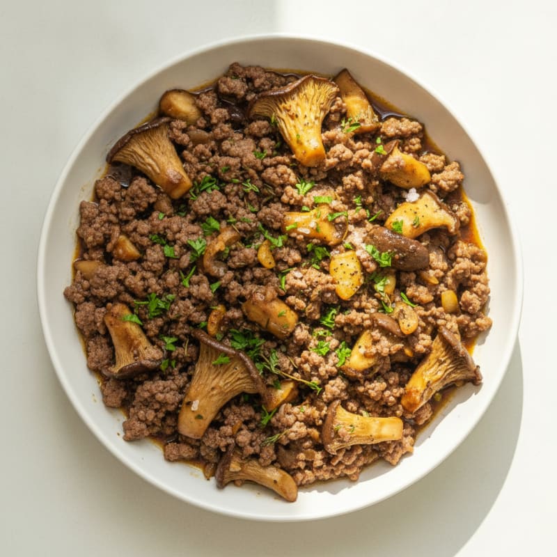 Herb-Infused Beef and Bukovaca Mushroom Skillet