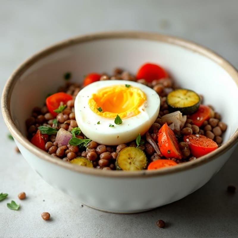 Creamy Lentil and Roasted Vegetable Bowl