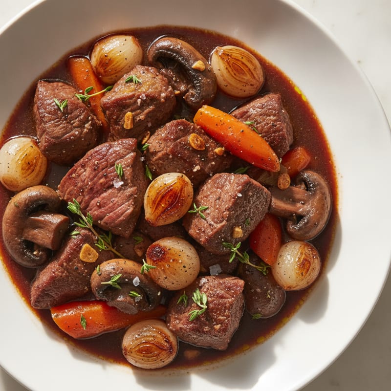 Classic Beef Bourguignon with Pearl Onions