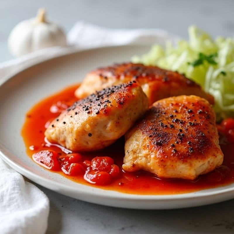 Roasted Chicken with Silky Red Pepper and Tomato Sauce