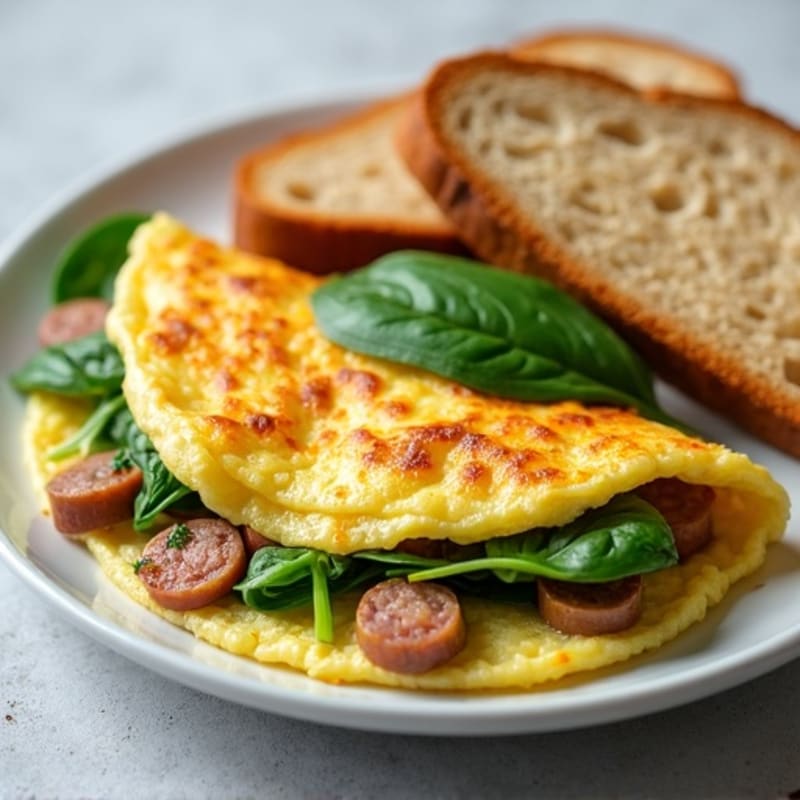 Egg White Omelette with Turkey Sausage and Spinach