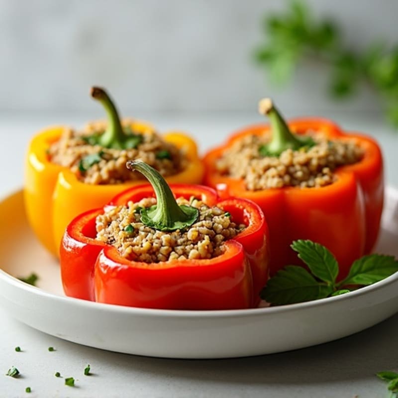 Lean Ground Turkey and Quinoa Stuffed Bell Peppers