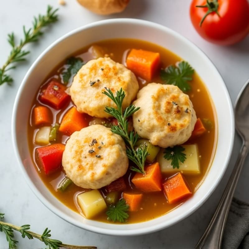 Lean Chicken and Vegetable Stew with Fluffy Dumplings