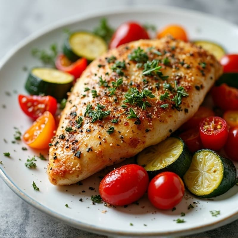 Herb-Crusted Pan Seared Chicken with Roasted Vegetables