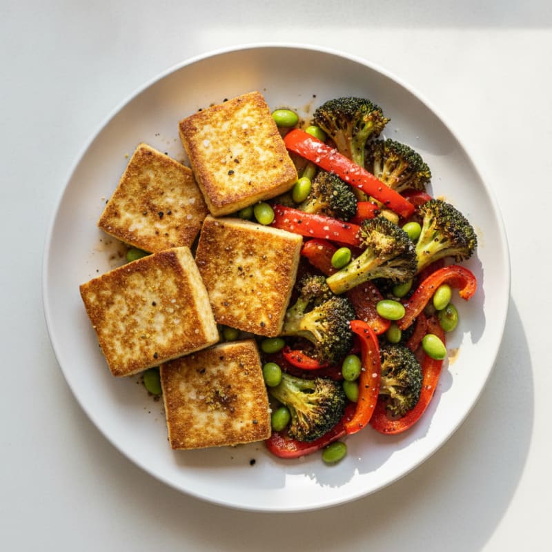 Pan-Seared Tofu with Roasted Vegetables
