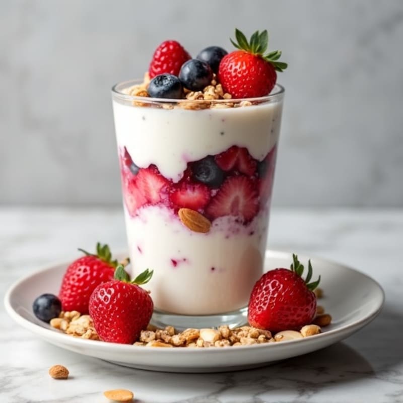 Greek Yogurt Protein Parfait with Mixed Berries and Almonds