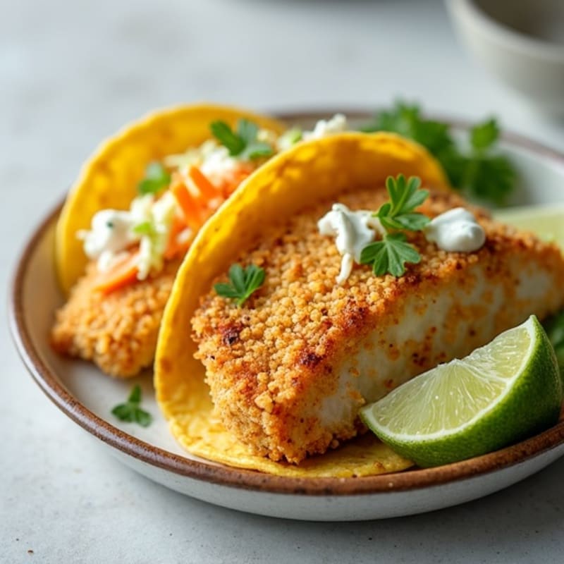 Crispy Baked Fish Tacos with Lime Slaw