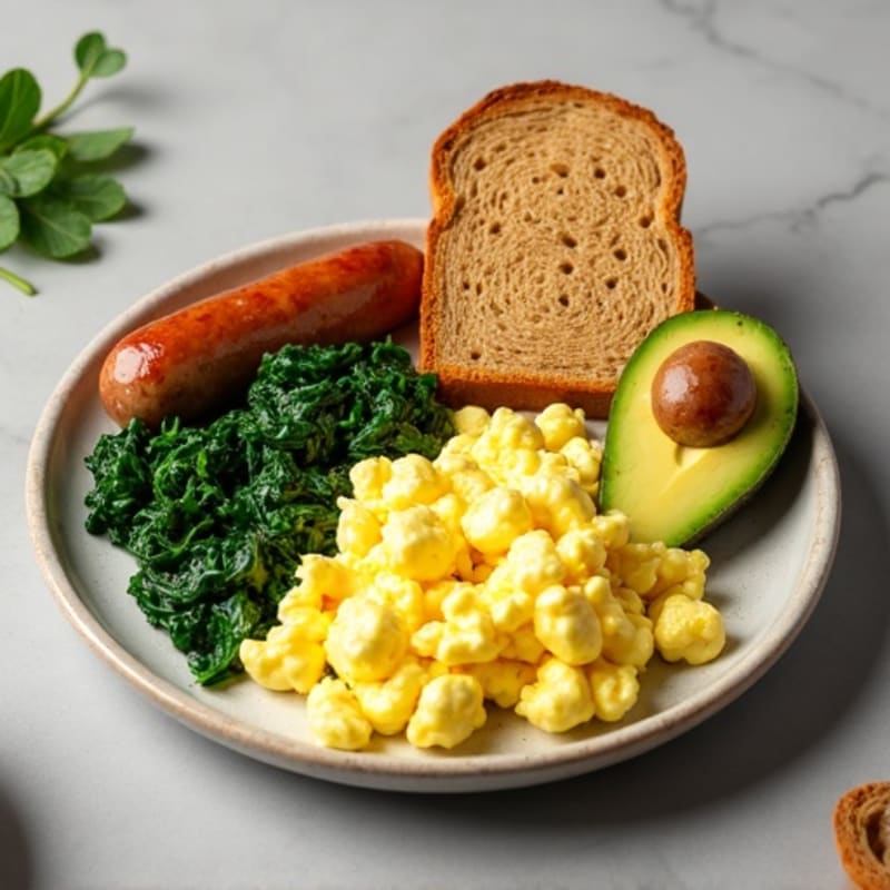 Scrambled Egg Whites with Spinach and Turkey Sausage