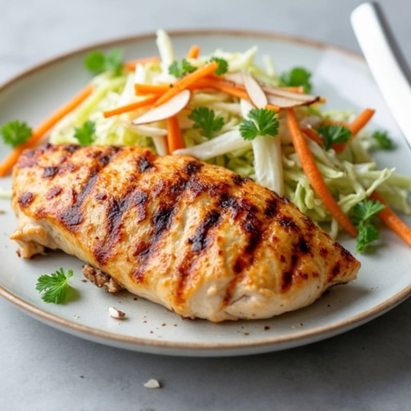 Grilled Chicken Breast with Crunchy Cabbage Slaw