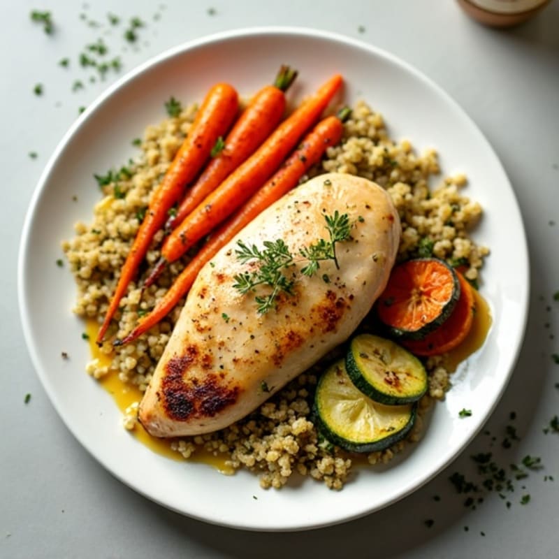 Lemon Herb Chicken with Roasted Carrots and Zucchini