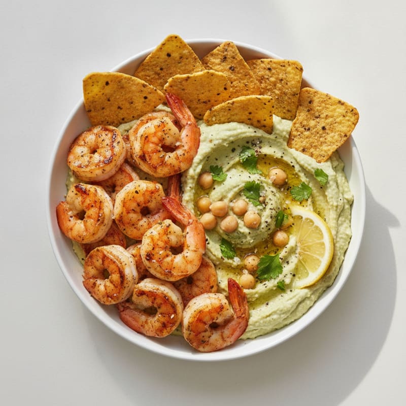 Quinoa Black Bean Chips with Garlic Hummus