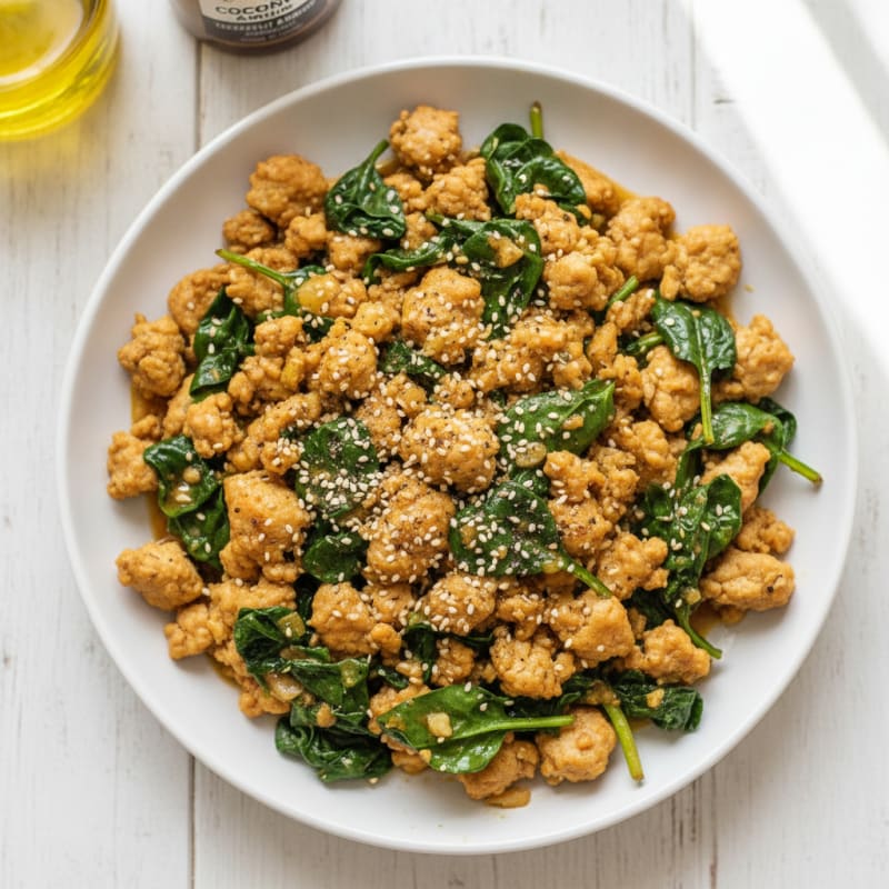 Ground Chicken and Spinach Stir-Fry