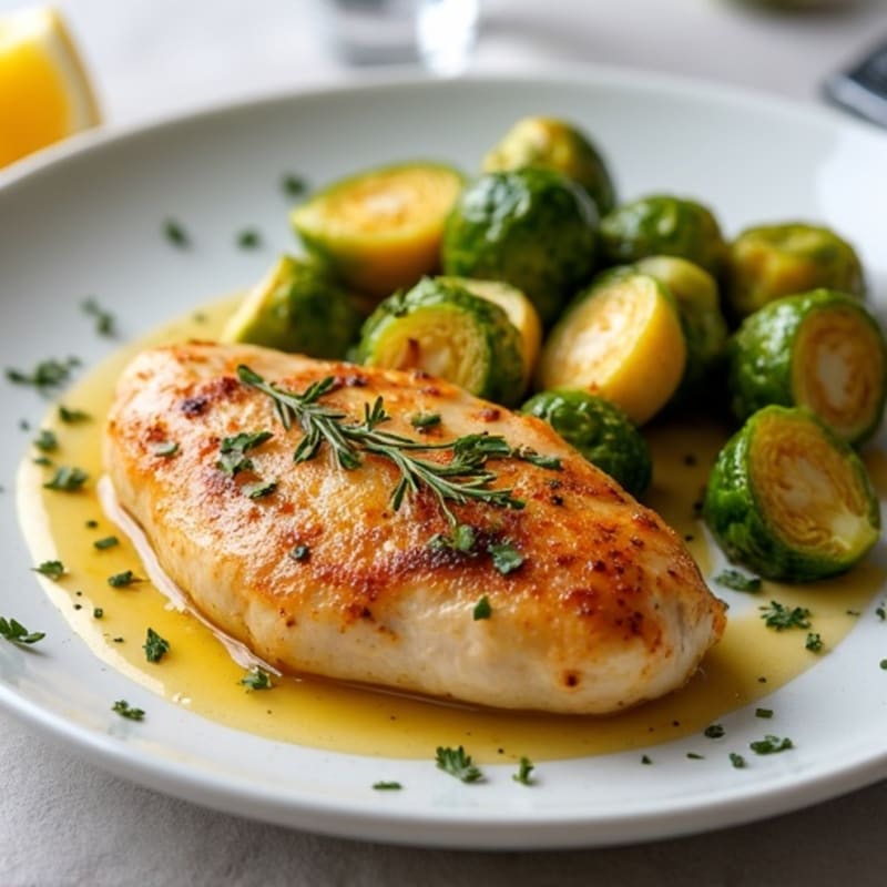 Lemon Herb Roasted Chicken with Crispy Brussels Sprouts