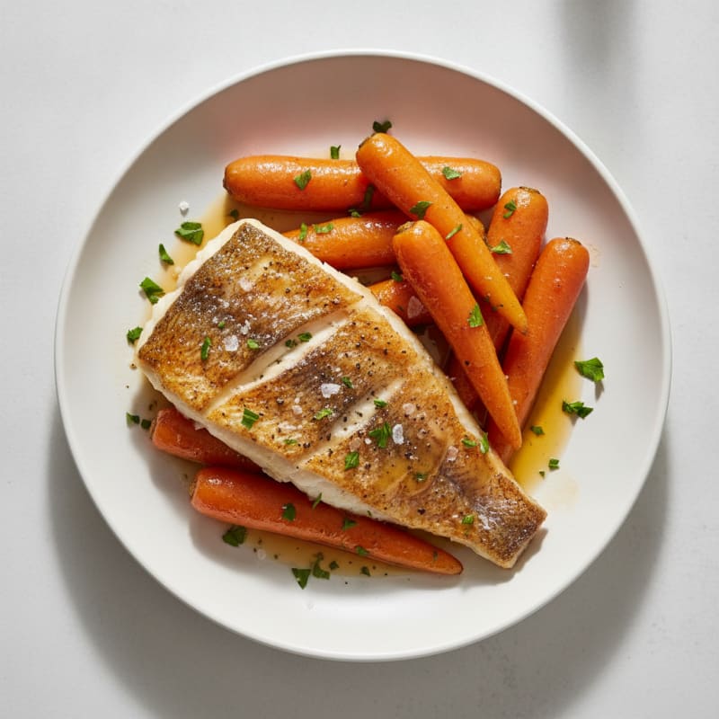 Roasted Red Snapper with Honey-Glazed Carrots