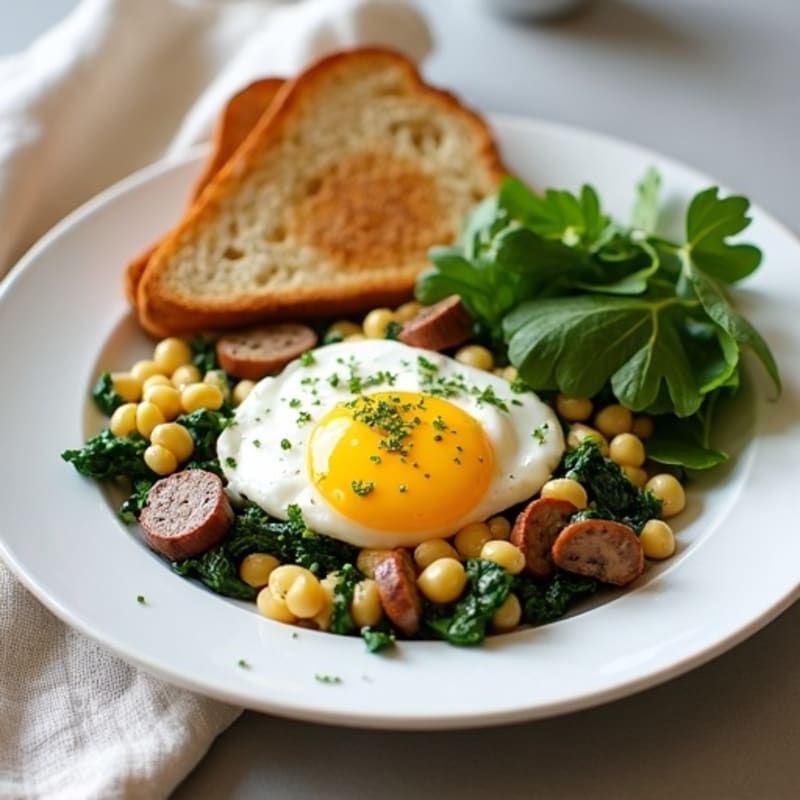 Egg White and Turkey Sausage Scramble with Spinach and Mushrooms