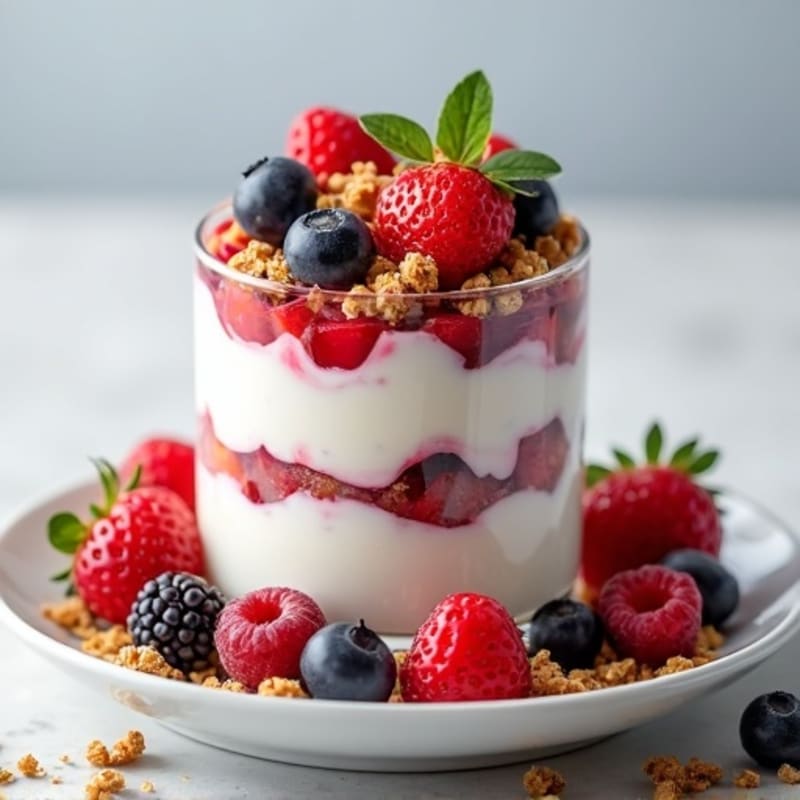 Greek Yogurt Protein Parfait with Mixed Berries