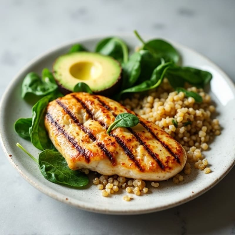 Grilled Chicken Breast with Spinach Quinoa Salad