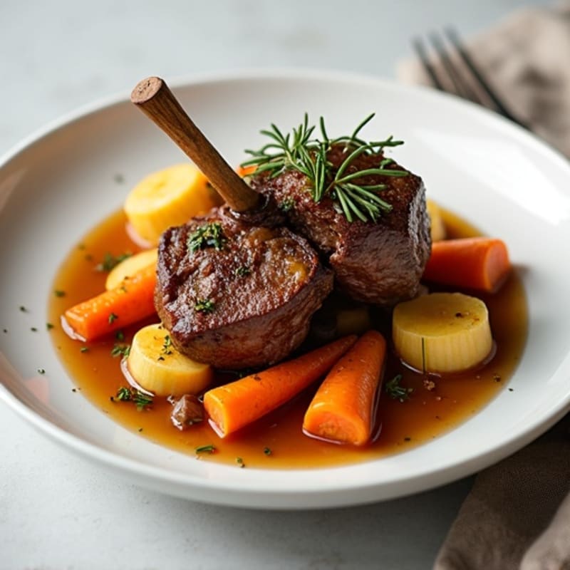 Herb-Braised Tender Lamb Shank with Root Vegetables