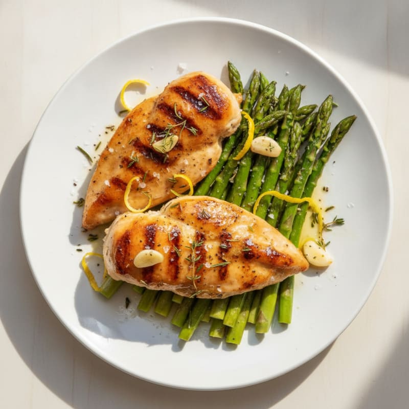 Lemon-Herb Roasted Chicken Breast with Asparagus
