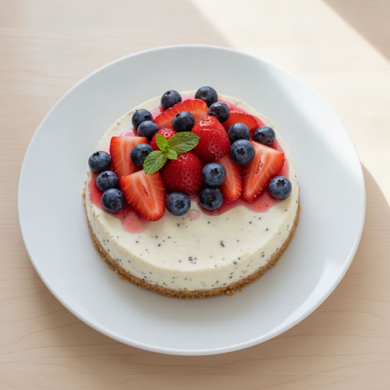 Greek Yogurt Protein Cheesecake with Fresh Berries
