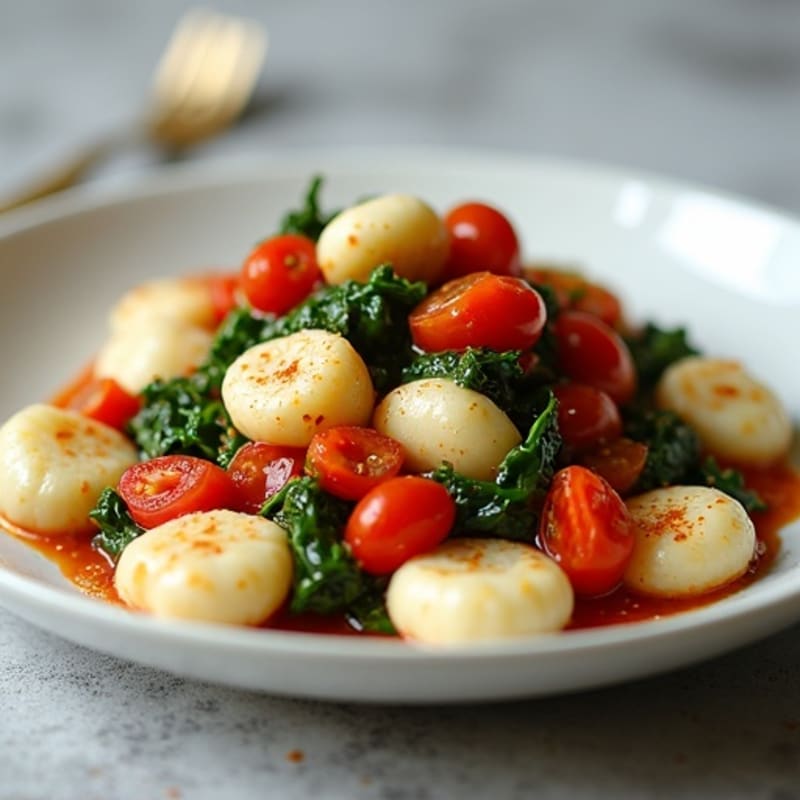 Fluffy Ricotta Gnocchi with Sautéed Spinach and Fresh Tomato Sauce