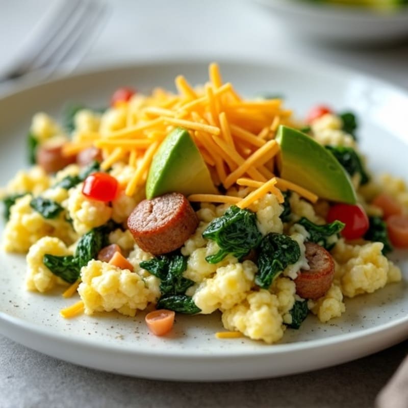 Egg White and Turkey Sausage Scramble with Spinach