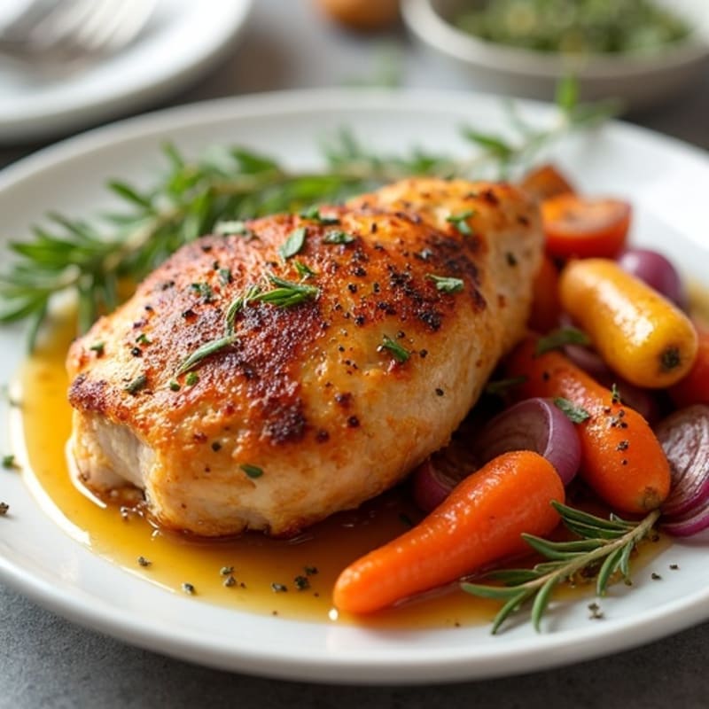 Crispy Lemon Herb Chicken Thighs with Roasted Root Vegetables