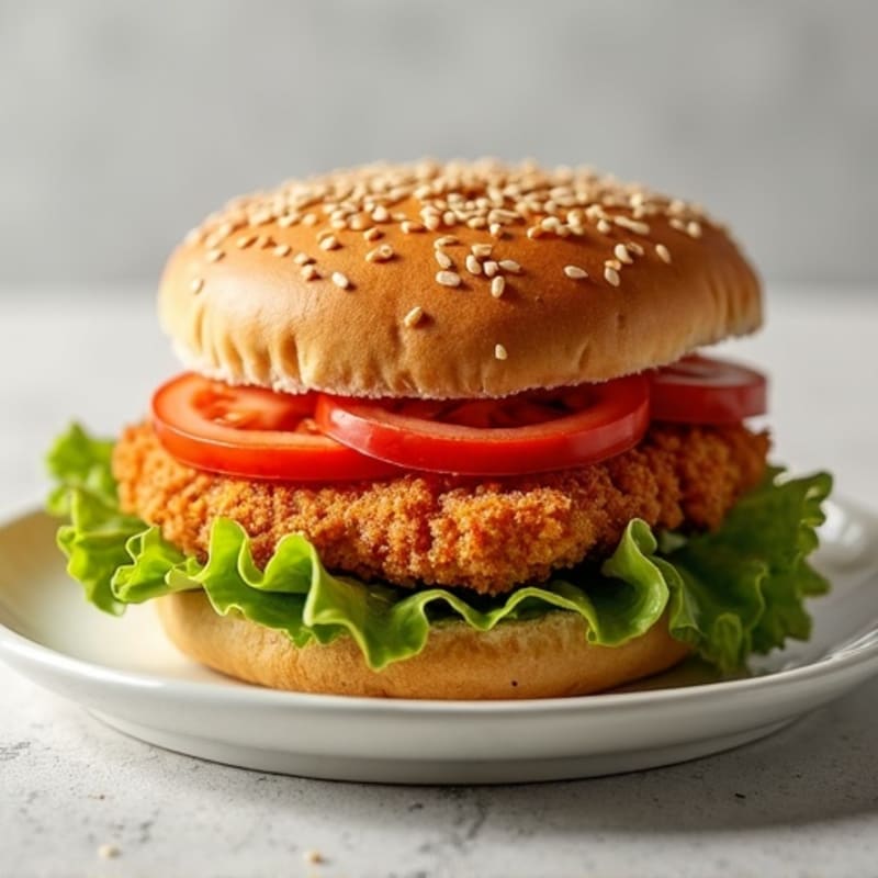 Crispy Air-Fried Chicken Sandwich on a Whole Wheat Bun