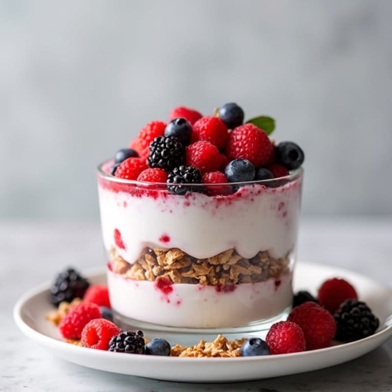 Silky Greek Yogurt Protein Parfait with Mixed Berries