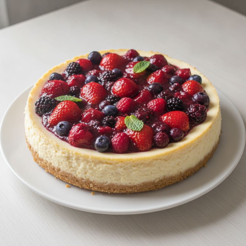 Creamy Protein Cheesecake with Mixed Berries
