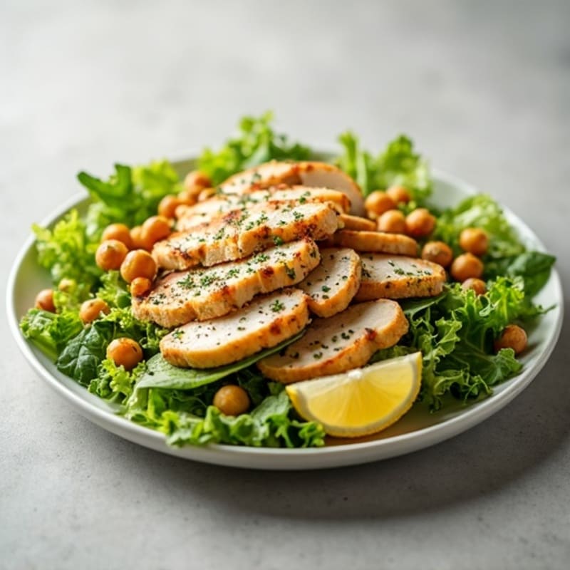 Herb-Grilled Chicken Caesar with Crispy Chickpea Croutons