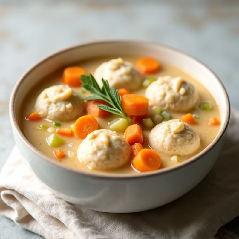 Healthy Creamy Chicken and Vegetable Stew with Fluffy Dumplings