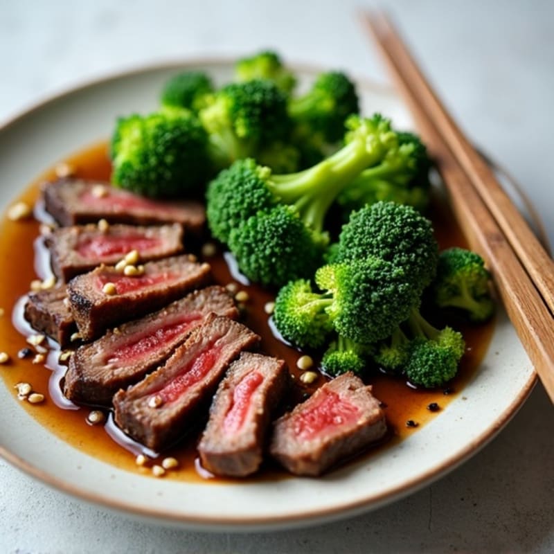 Ginger-Garlic Seared Beef with Crispy Broccoli
