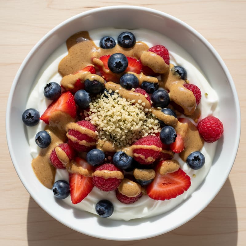 Creamy Greek Yogurt Bowl with Mixed Berries and Almond Butter
