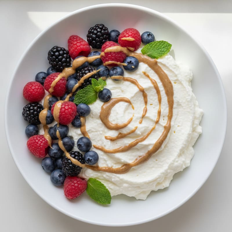 Greek Yogurt Protein Mousse with Mixed Berries