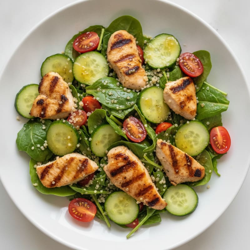Grilled Chicken Salad with Quinoa and Fresh Vegetables