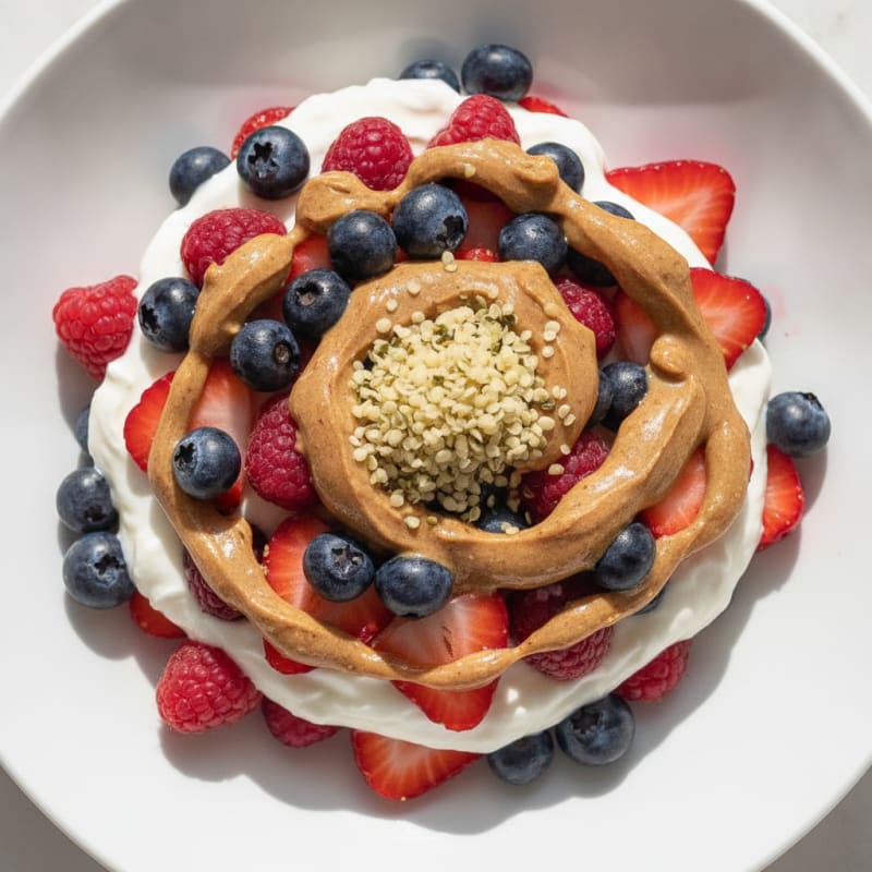 Greek Yogurt Parfait with Mixed Berries and Almond Butter