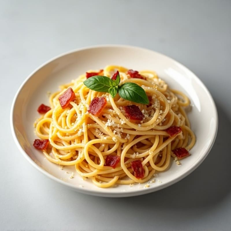 Healthy Creamy Carbonara Pasta with Turkey Bacon