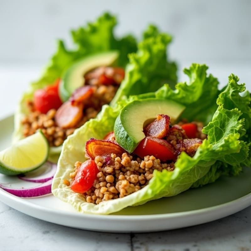 Fresh Turkey and Crispy Bacon Lettuce Wraps with Creamy Avocado