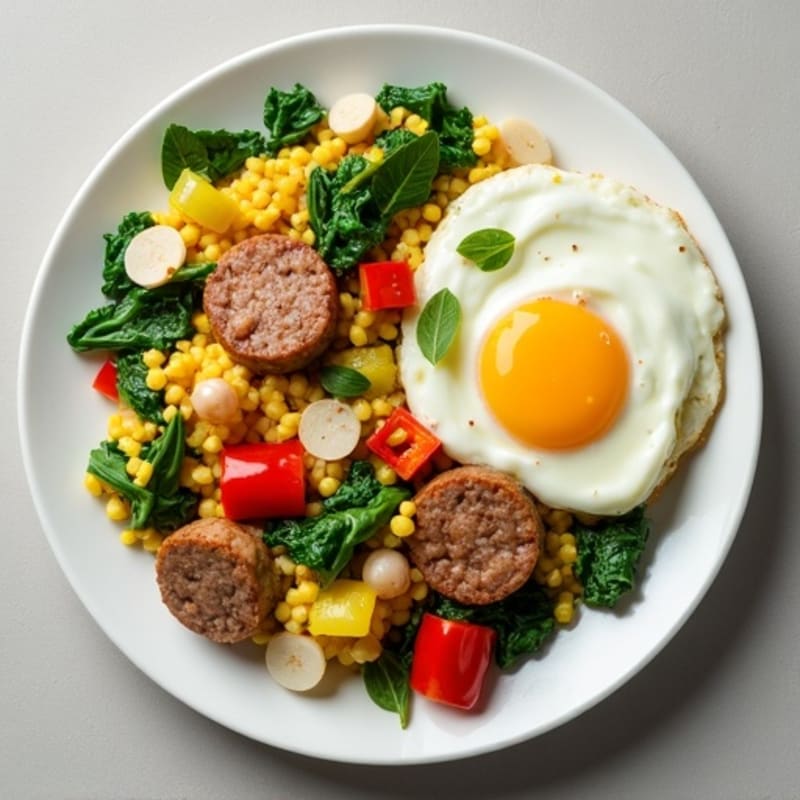 Egg White Veggie Scramble with Turkey Sausage